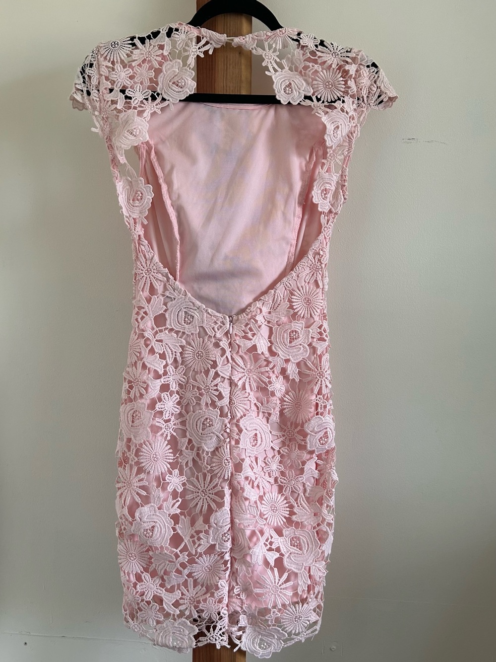 Lulu's Pale Pink Floral Lace Midi Dress - Picture 3 of 3